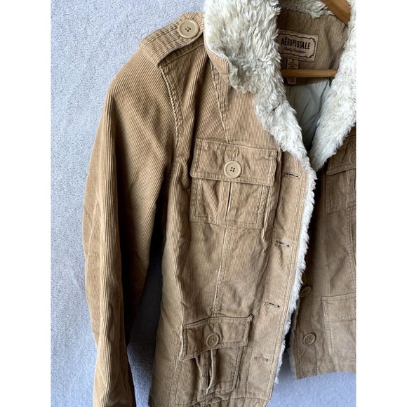 SOLD VTG Aeropostale Brown Corduroy Jacket with Fur Collar Size S - Picture 9 of 9